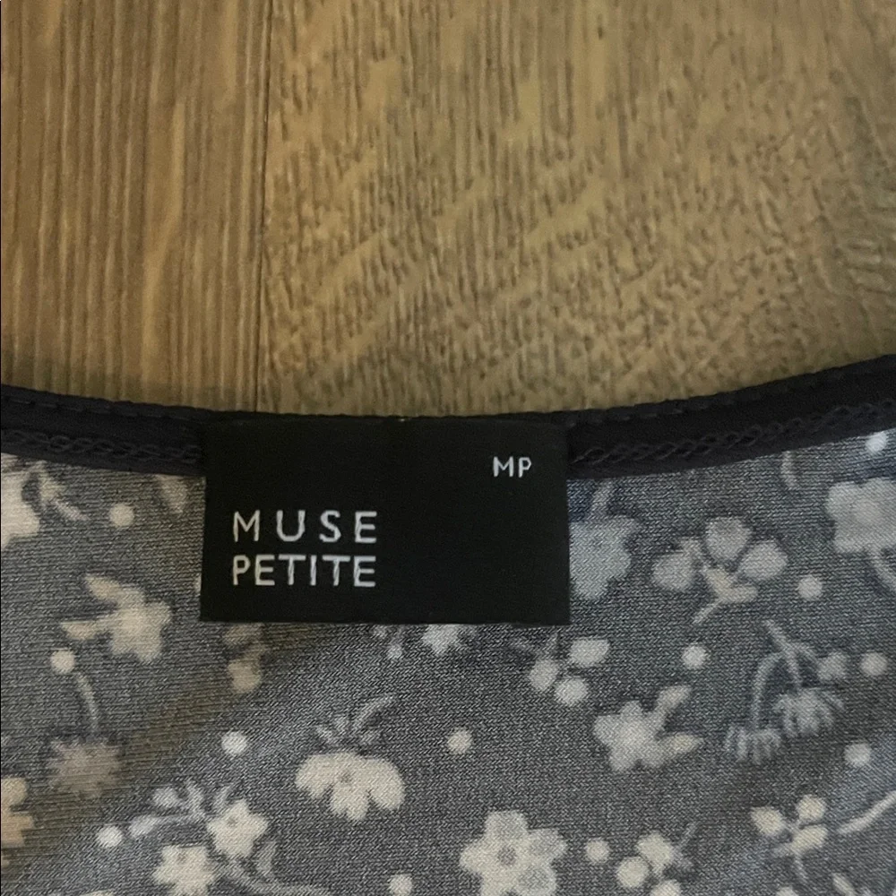 Muse Petite Asymmetrical Navy and grey Floral Dress - Picture 5 of 5